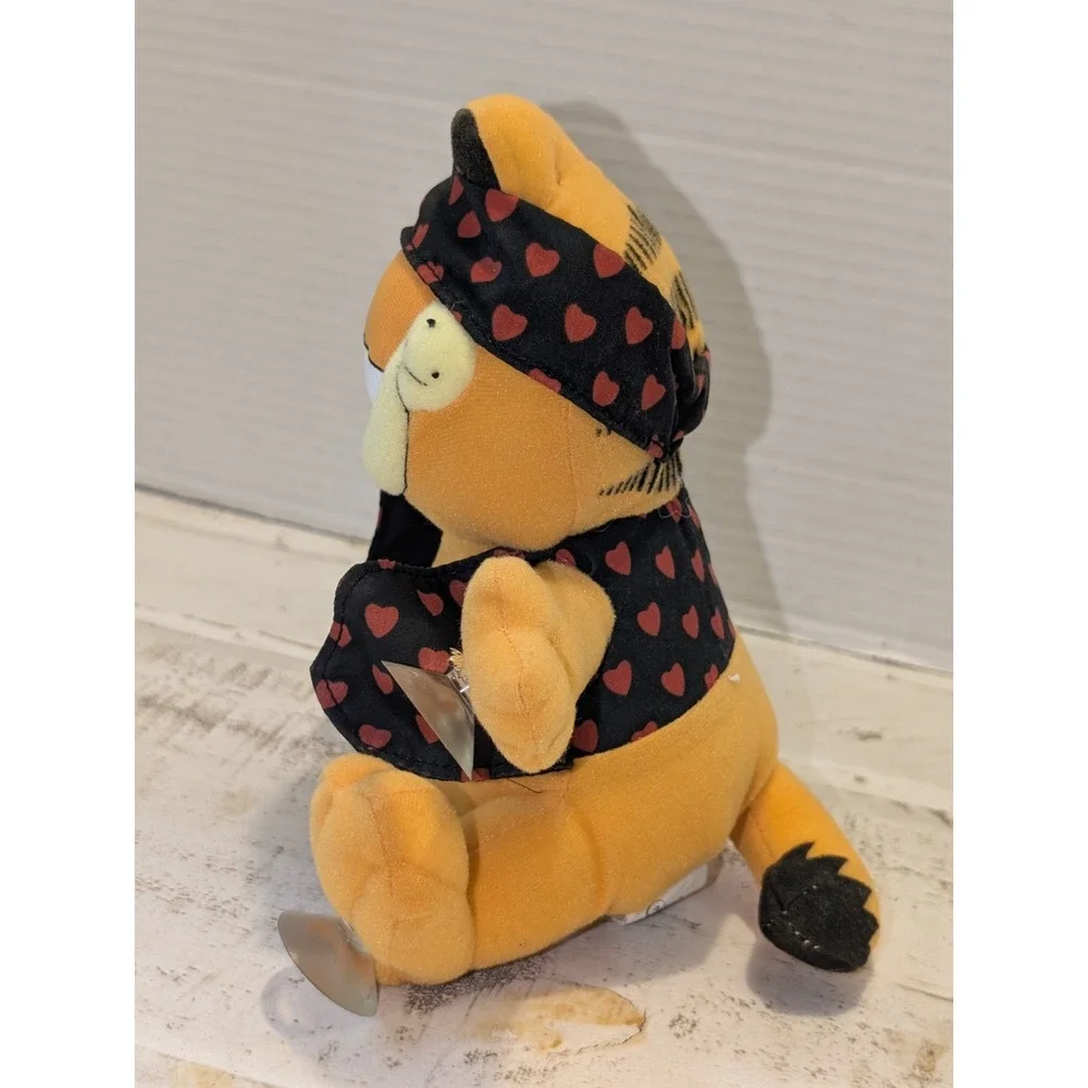 Vintage GARFIELD Biker Heart Headband & Vest Window Cling Suction Cups